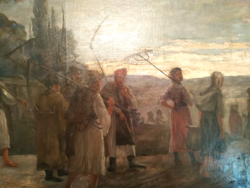 Cseley József - Aratók olajfestmény  88x138cm