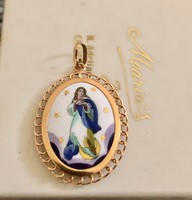Arany medál porcelán festett hibátlan Mária