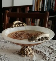 Olasz "Decorato a mano"  márkajelzésű asztalközép - kínáló, csodaszép mintázata  különleges, jelzett
