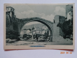 Old, antique postcard: mostar, narenta bridge, 1909