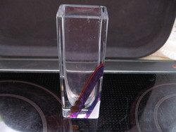Log crystal vase with gold and purple decor,