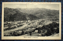 Old photo postcard Carpathian landscape of Rahó with the Tisza ~1939 m kir tobacco shop edition, Rahó