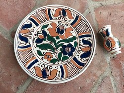Korond wall plate, decorative plate and jug with small handle together