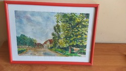 (NBL5) Kovács Ernő gyönyörű akvarell Párkány 31x22 cm szignózott
