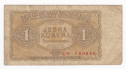 Csehszlovák 1 Korona bankjegy 1953