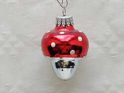 Old glass Christmas tree ornament red mushroom glass ornament