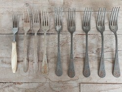9 vintage, antique, old large forks