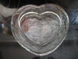 Heart-shaped glass bowl, heavy