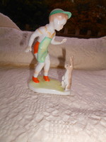 Aquincum porcelain figure, boy with bunny.