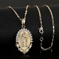 Beautiful Mary pendant necklace decorated with a crystal stone