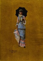 Béraud - girl with parasol - reprint