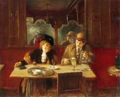 Béraud - absinthe drinkers in the cafe - reprint
