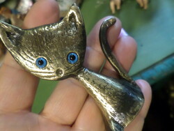 8 cm Walter Boss-like copper cat with glass eyes.