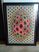 Victor vasarely signed 55/9 screen print in size 63.5 cm x 84 cm.