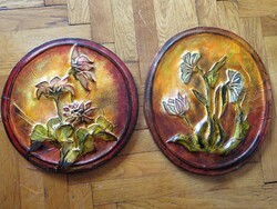Unique colored floral leather image pair