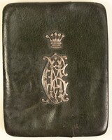 Silver, noble monogrammed leather wallet, 1900 k.