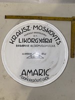 Krausz - Moskovits Likőrgyár reklám tálca, Gránit porcelán