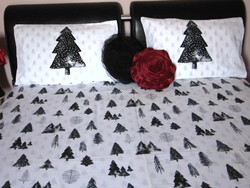 Black and White Pine Tree Bedding Set
