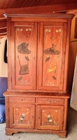 Antik / Vintage kézzel festett Vadászati témájú szekrény