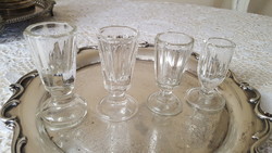 4 pcs. Old Bieder glass goblet with foot, brandy glass