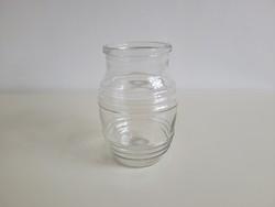 Régi  1 L es hordó alakú ruszlis üveg Óceán domború csíkos vintage halas konzervüveg 1 literes