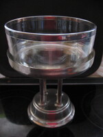 Art deco silver-plated bowl with glass insert