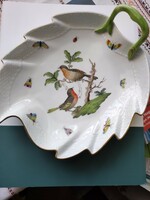 Herend leaf-shaped serving bowl with rotschild pattern