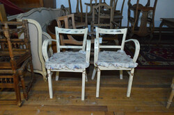 Antik Art-Deco fehér karfás szék 2db (restaurált)
