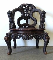 1K266 antique carved dragon decorated oriental chair