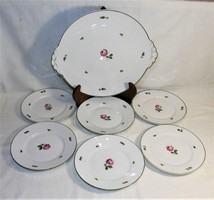 Bécsi rózsa mintás süteményes készlet - Augarten porcelán