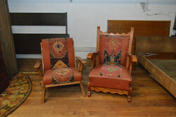 Antique rustic papa-mama armchair