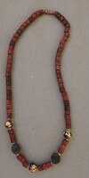 Vintage handmade necklace - mistletoe beads with porcelain inlay