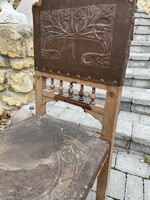 Antique pewter leather chair