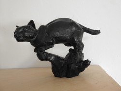Black panther - - marked ceramic sculpture _ unknown creator
