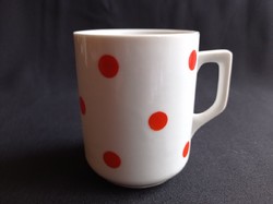 Old Zsolnay porcelain mug with red dots