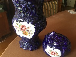 Faimar vase and bonbonnier, cobalt.