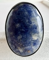 443T. 1 Forintról! 925-ös ezüst (7,1 g) gyűrű, hatalmas, természetes kék kővel!