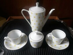 Alföldi porcelain: retro, coffee/mocha set with yellow dots