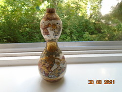 Hollóházi Edo Satsuma multi-piece vase with ancient double pumpkin shape, hand-painted with gold brocade patterns