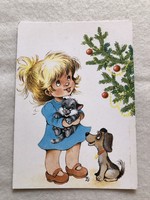 Karácsonyi képeslap, grafikus levelezőlap - Füzesi Zsuzsa grafika