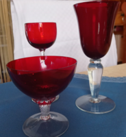 3 glass glasses, goblet,