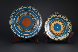 Troy ceramics, hand-painted wall plate, 2 pieces.