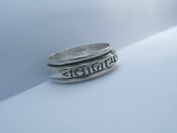 Forgatható mantrás, feliratos ezüst gyűrű