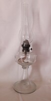 Antique old table kerosene lamp transparent blown glass body with wick 19. Sz large size perfect