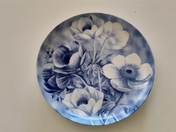 Régi francia porcelán Limoges réti boglárka mintás dísztányér kék fehér virágos kistányér