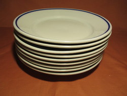 10 db Zsolnay kék csíkos lapos tányér