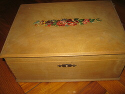 Wooden chest sewing box lots of new buttons