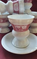 Heinrich Rüdesheim német porcelán látképes teás híg kávés forrócsokis serleg csésze csészealj tányét