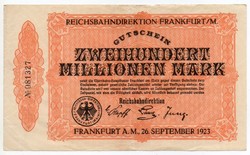 Németország Reichsbahn Frankfurt 200 millió Márka, 1923