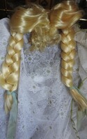 Old golden braided wig hair - synthetic hair